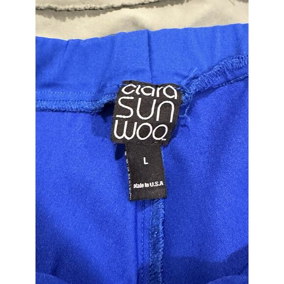 Ciara Sun Woo Blue Pull On Stretch Skinny Cropped Pants Women's Size L Large - Picture 5 of 6